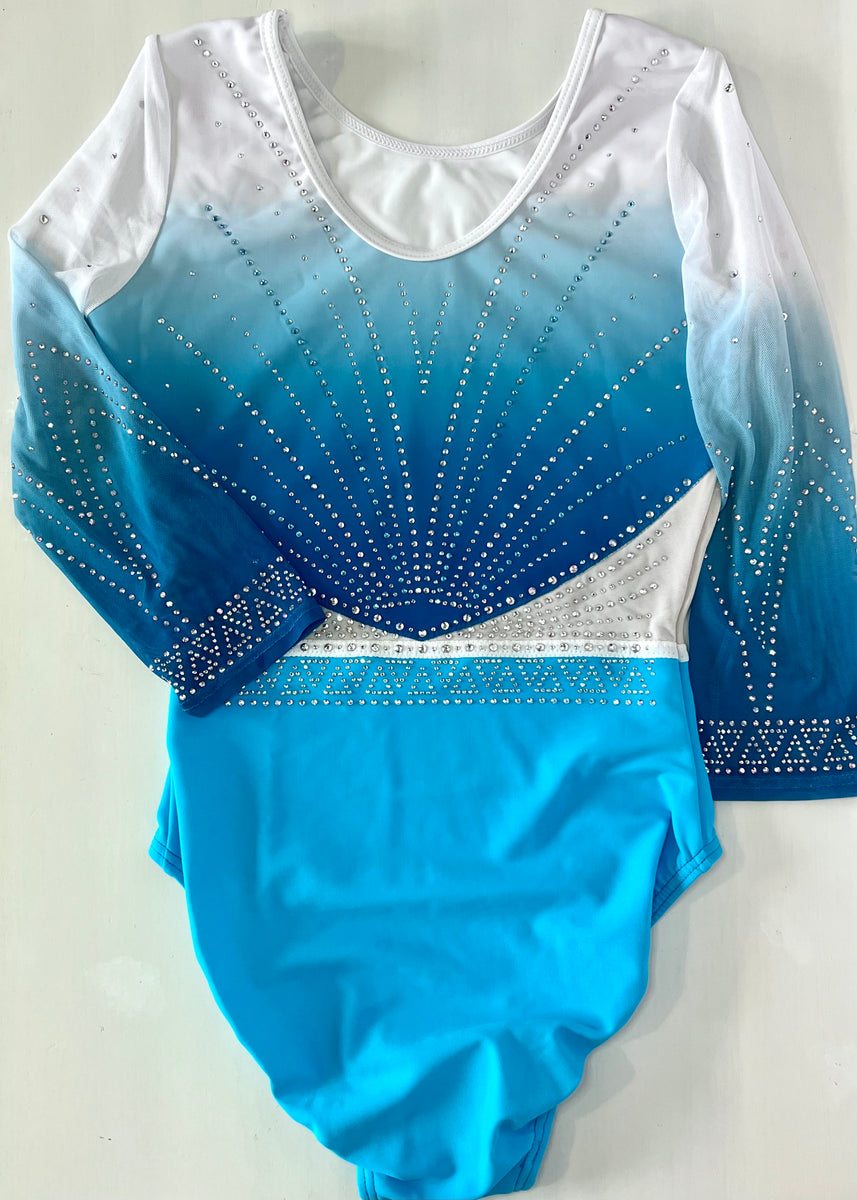 Semi custom Swarovski stoned Teal leotard top